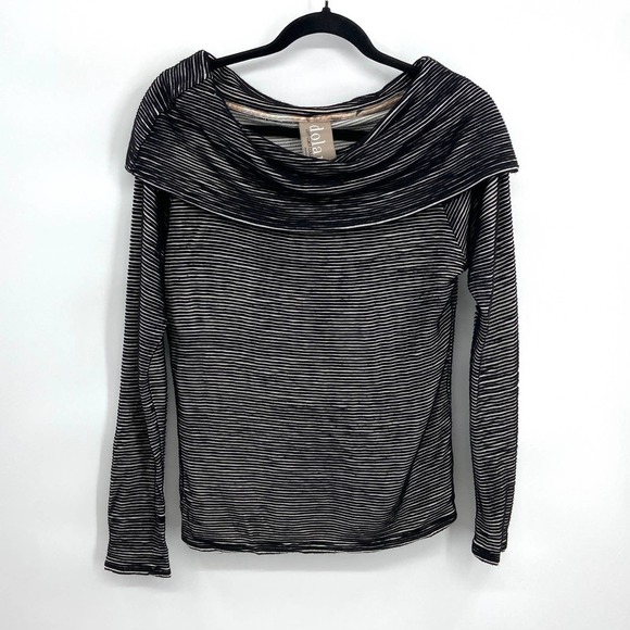 ANTHROPOLOGIE Dolan Black White Stripe Cowl Neck Long Sleeve Top Size XS - Picture 2 of 6